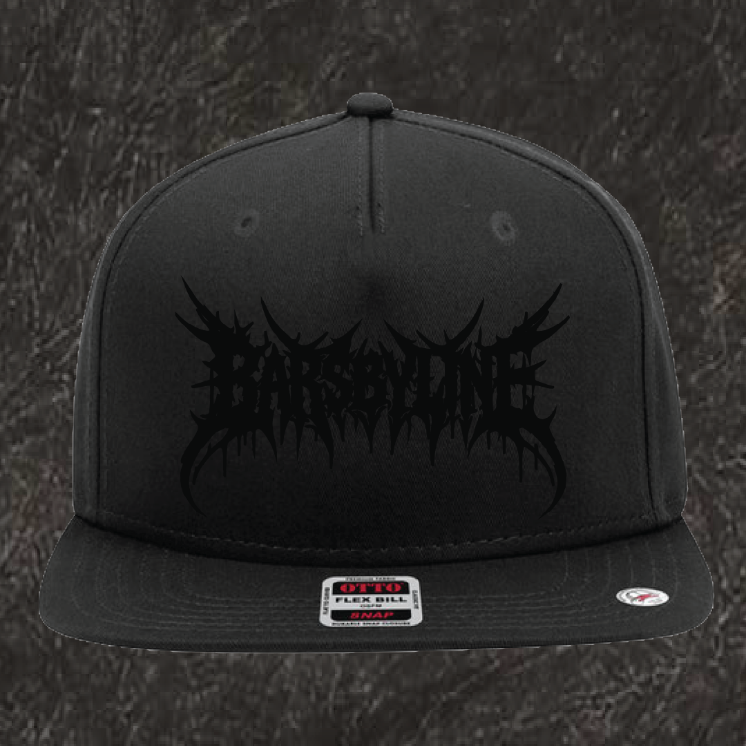 Black on Black Metal Logo Snapback Flatbill (PREORDER)